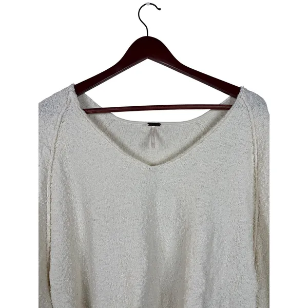 Free People Found‎ My Friend Sweater Small Cream Balloon Sleeve Knit Popcorn - Image 3