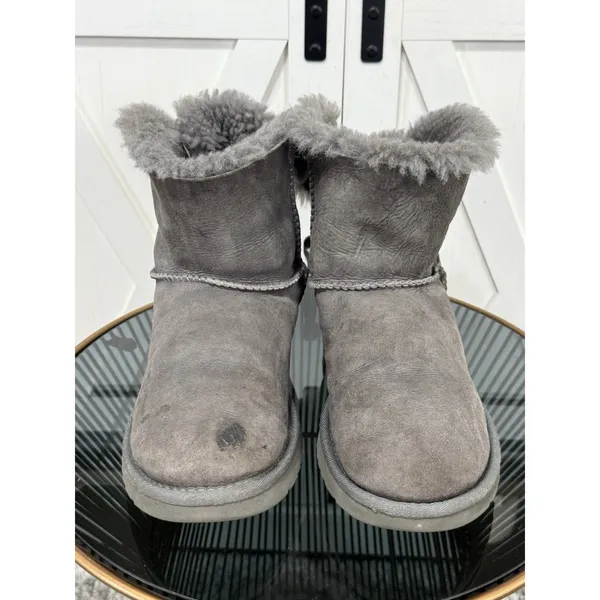 UGG Australia Mini Bailey Bow Grey Suede Ankle Boots Women’s Size 9 US 1005062 - Image 3