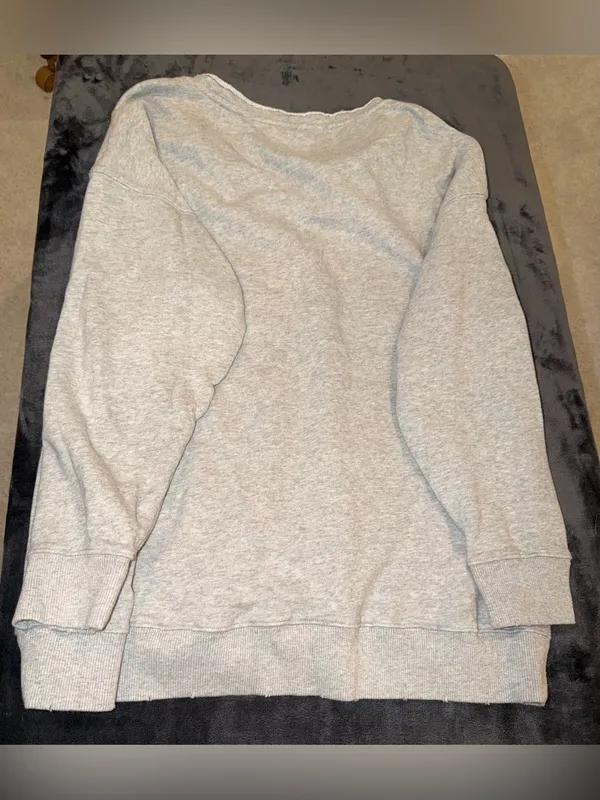 Aerie Lace Up Oversized Crew Sweatshirt in Gray Size Medium - Image 8
