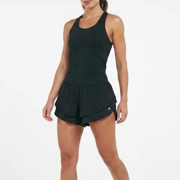 Apana Black Ruffle Active Athletic Shorts Built-In Panty Gym Workout Size M - Image 12