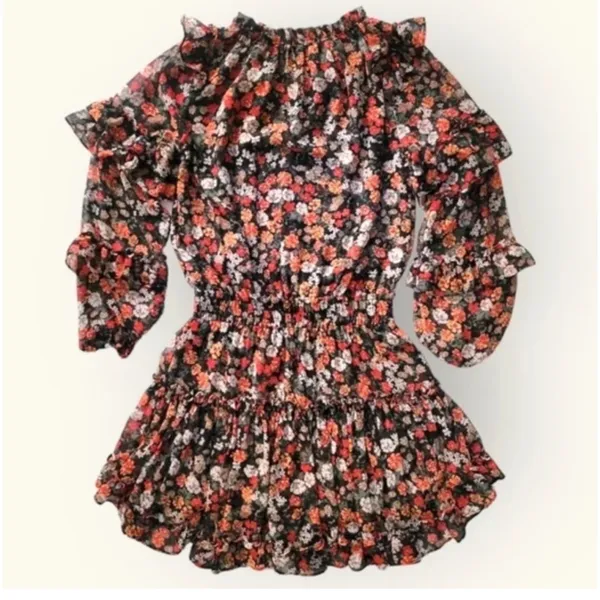 MISA Los Angeles Miss Rizou Safari floral ruffle mini dress . S - Image 6