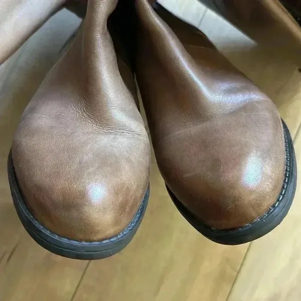 Franco Sarto Coraline Riding Boots Tan Brown Leather Knee High Zip Women’s Sz 9 - Image 9