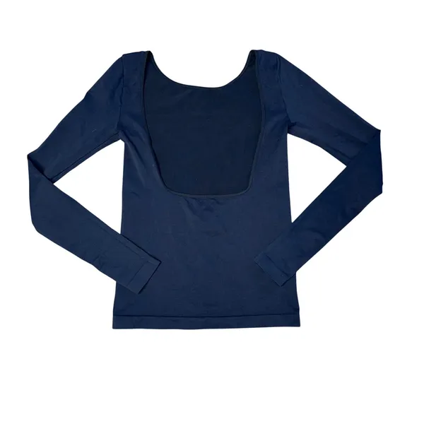 Intimately Free People Long Sleeve Top Womens M/L Navy Excellent Open Back Scoop - Image 2