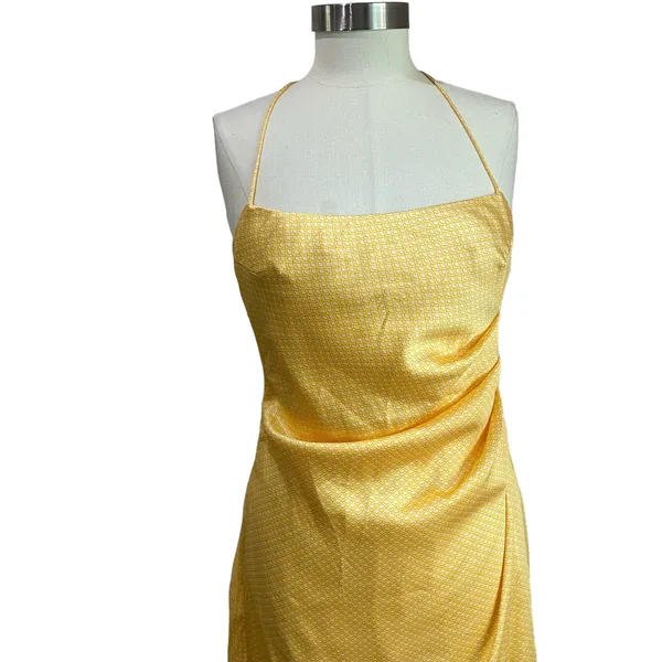 Significant Other Yellow Halter Midi Dress Draped Open Back NWT‎ Size 8 - Image 7