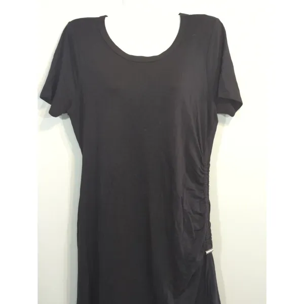American Rag Cie‎ Black Ruched Side Tee Shirt Dress Womens Size L Short Sleeve - Image 2