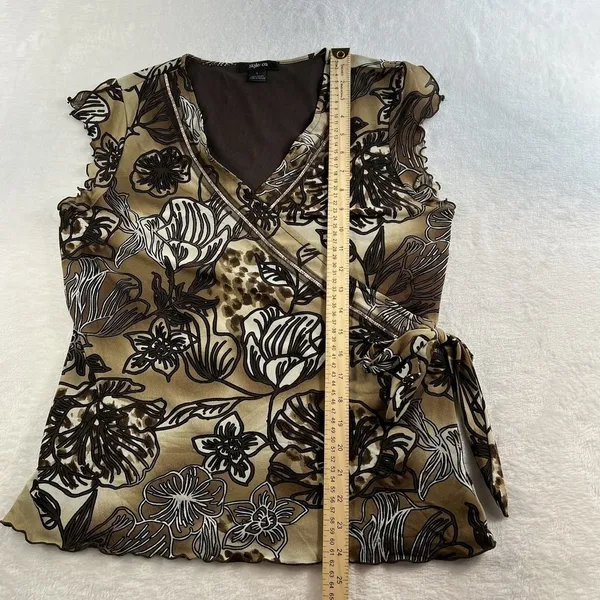 Style & Co Vtg Y2K Babydoll L Large Top Cap Sleeve Fairy Grunge Whimsigoth Goblincore Brown - Image 9
