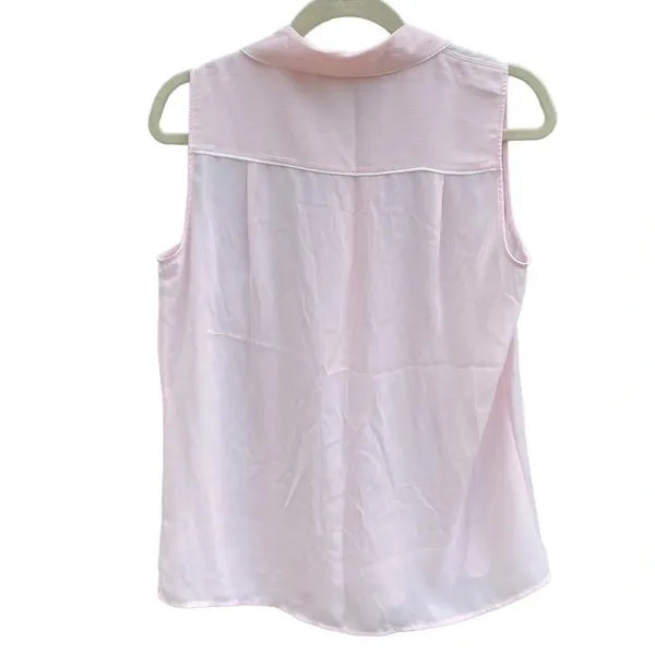 Tommy Hilfiger Baby Pink Pinstripe Collared Preppy Tank - Image 2