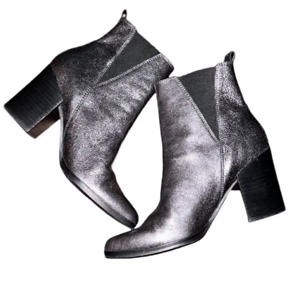 Ivanka Trump Pewter Leather Ankle Boots Size 6.5M) - Image 3