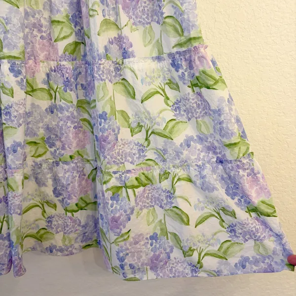 Hill House Ellie Nap Dress XL Mrs Alice Blue Hydrangea Floral Midi Smocked - Image 9