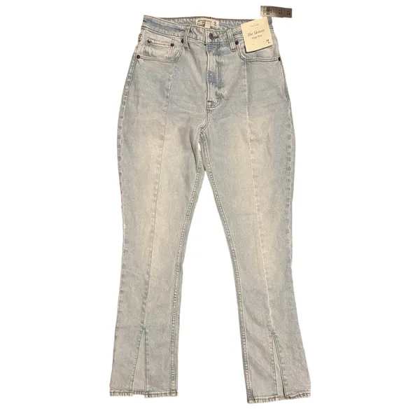 Abercrombie & Fitch Curve Love Skinny High Rise Split Hem Jeans Light Wash 28/6s - Image 3