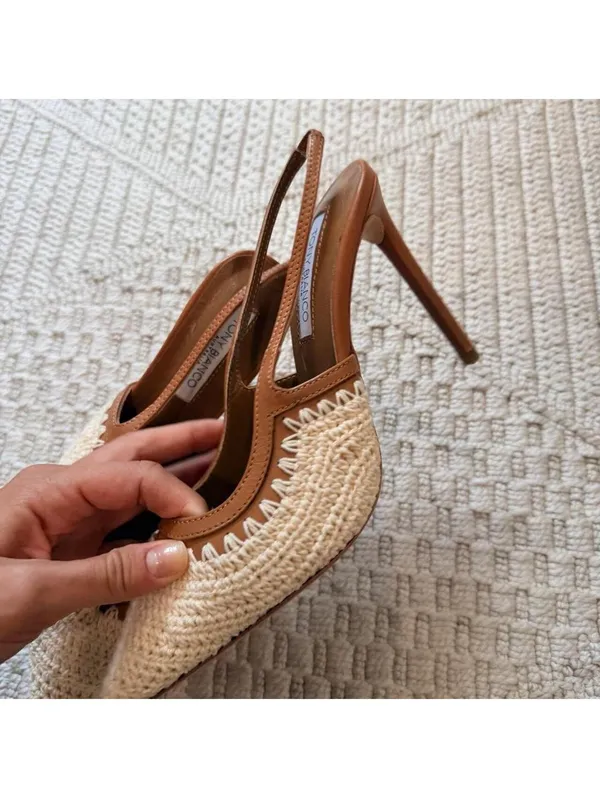 Tony Bianco Athena Natural Crochet/Tan Pumps - Image 6