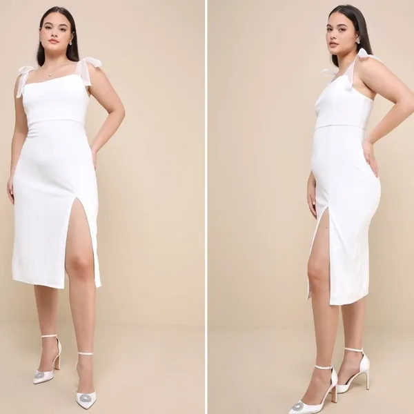 LULU's Bridal Chic Modern Sexy Engagement Sophisticated Wedding Shower Midi - Image 3