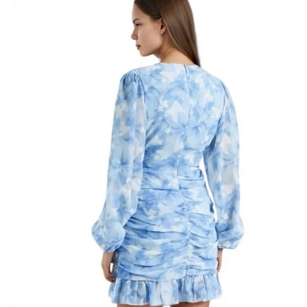 Showpo blue floral long sleeve mini dress wedding spring feminine ruffle - Image 15
