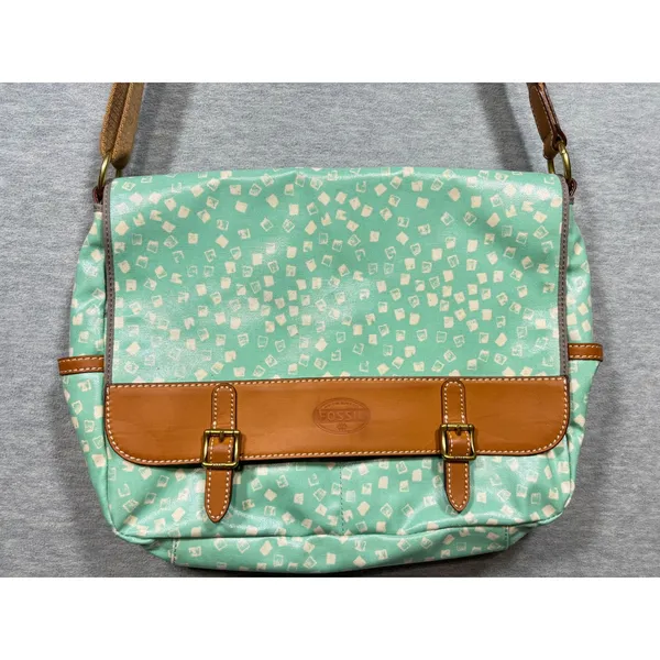 Fossil Crossbody Messenger Bag Green Laptop Coated‎ Laminated - Image 2