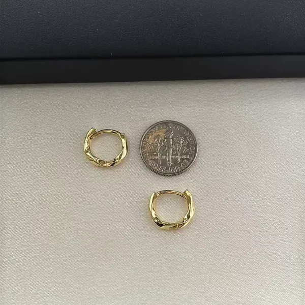13mm Small Hoop Earrings for Women Irregularly Twisted Design Gold Hoop - Image 6