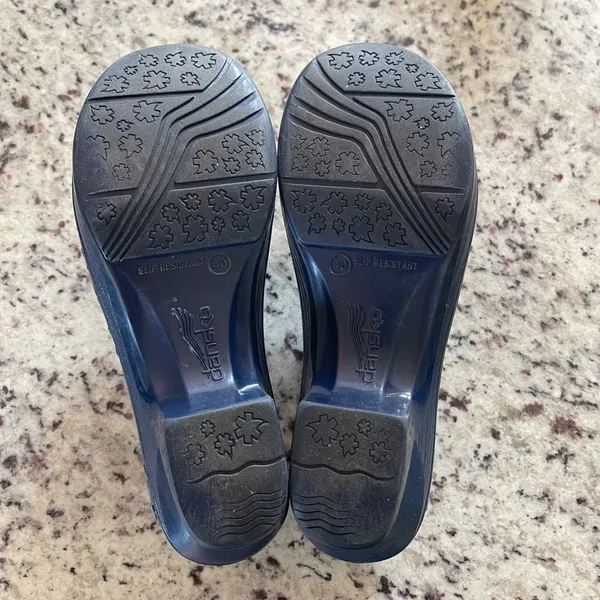 Dansko Professional Clogs Women 40 Navy Blue Floral Embossed Slip Resistant Work - Image 8