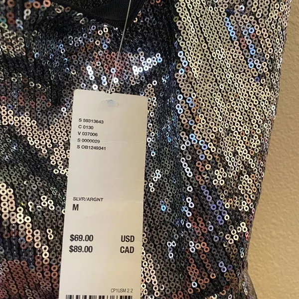 Urban Outfitters Silver Sequins Mini Dress Bodycon Spaghetti Strap Sz M NWT - Image 12