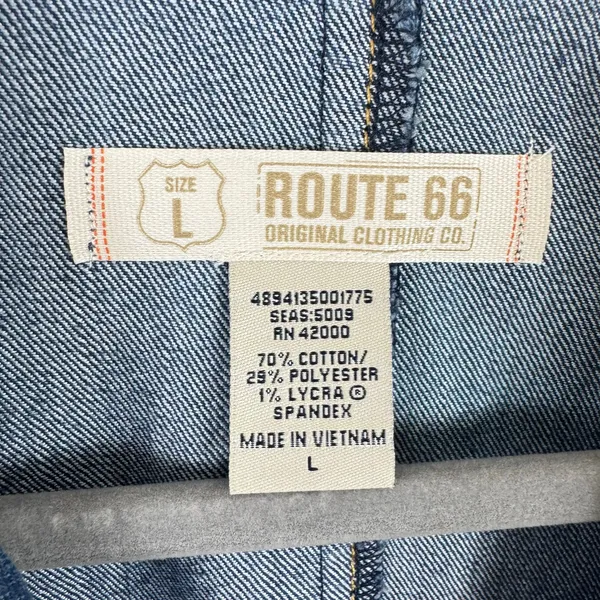 Route‎ 66 Cotton Blend Medium Wash Button Up Collared Jean Jacket Stretch Size L - Image 6