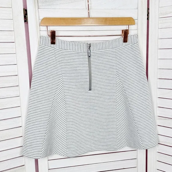 Michael Michael Kors Striped Knit Panel A-line‎ Skirt White Grey 4 - Image 9
