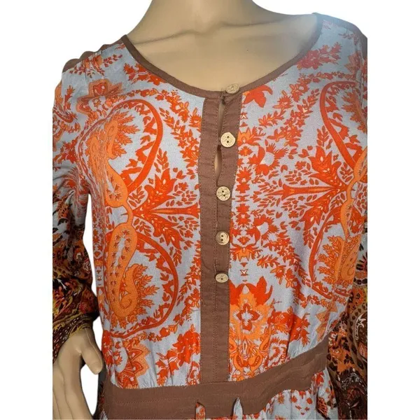 Miss Me Lightweight Floral Paisley Patterned Long Sleeve Dress - Image 2