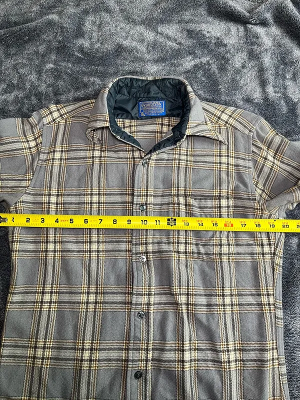 Vintage Pendleton Wool Plaid Button Up Shirt Men’s Medium USA Made Gray Brown - Image 6
