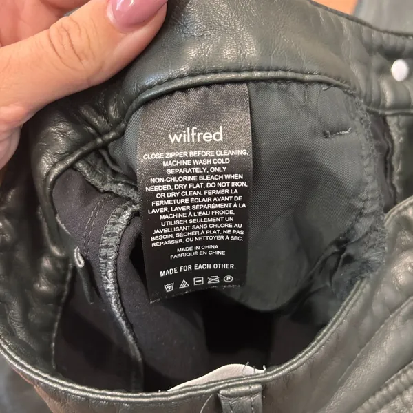 Aritzia Wilfred Melina Vegan Leather Pants Women Sz 2 Deep Green High Rise Straight - Image 6