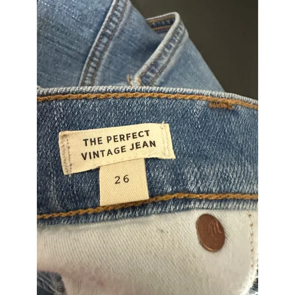 Madewell The Perfect Vintage Jean Women 26 Blue Medium Wash Raw Hem CKP461199646 - Image 6