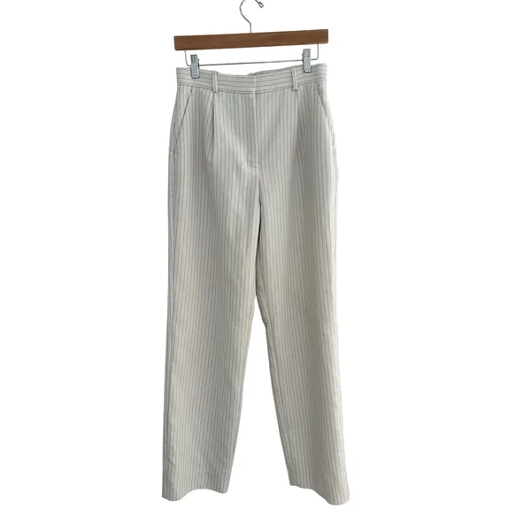 Abercrombie & Fitch Sloane Tailored Wide Leg Pants Beige Pinstripes Size 27 4L - Image 2