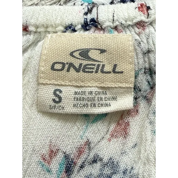 O’Neill Women’s Mini Dress Size S White Floral Print Halter Neck Rayon Beach - Image 11