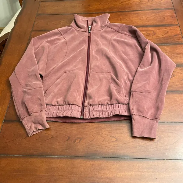 Lululemon Brushed Softstreme‎ Funnel Neck Full Zip Red Merlot - Image 2