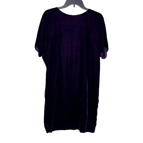 Lauren Ralph Lauren Women Shift Dress Velvet Short Sleeve Keyhole Purple Size 4 - Image 2