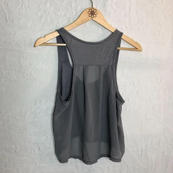 American Eagle Gray Cropped Mesh Tank Top - Image 5