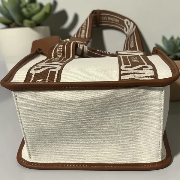 Steve Madden BWEBBER Mini Tote‎ Bag Womens Small Creme Brown NEW Crossbody Purse - Image 7
