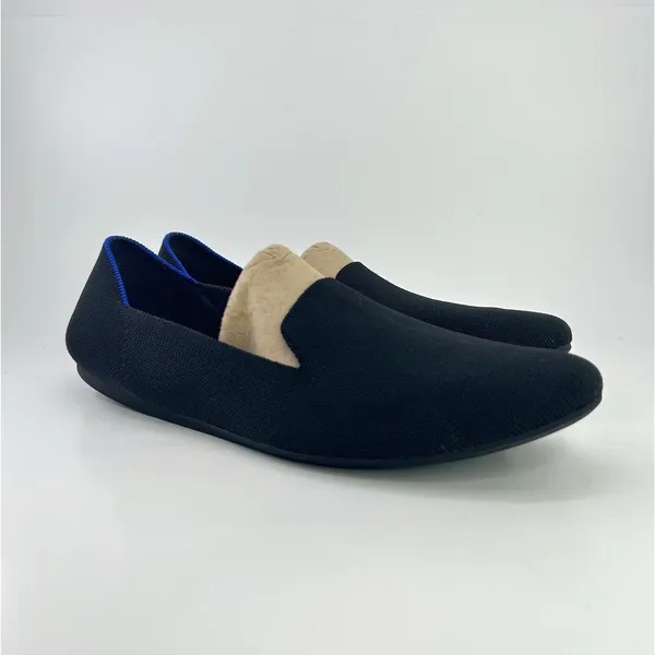 Rothys The Loafer Black Knit Royal Blue Trim Slip On Comfort Size 12 Minimalist - Image 3