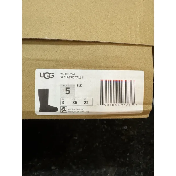 Ugg Classic Tall Ii Slip On Sheepskin Boot Black Womens Size 5 - Image 7
