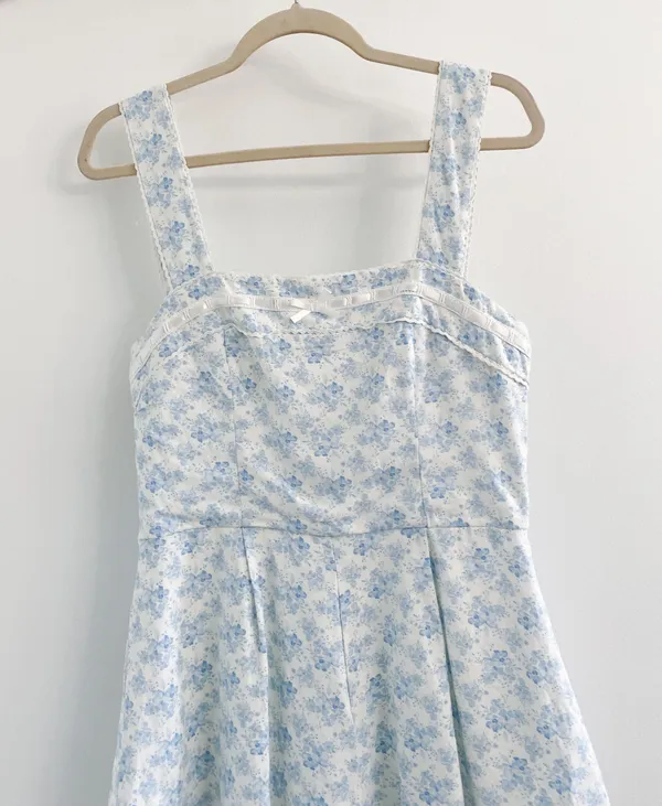 Altar’d State Mandi Blue Floral Linen Romper - Image 5