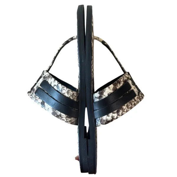 Tory Burch Leigh Thong Sandals 8.5‎ Roccia Snakeskin Black Logo - Image 9