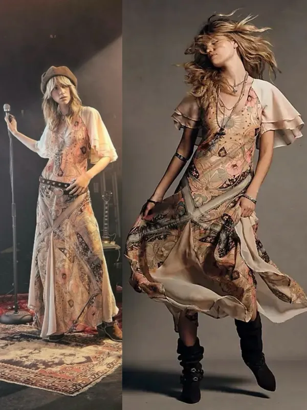 Free People Bohemian Witchy Celestial Nights Maxi Dress in Fairy Combo Medium - Image 2