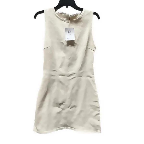 NWT‎ Sleeveless Cream Bodycon Denim Mini Dress Casual Zipper Tank Medium - Image 4