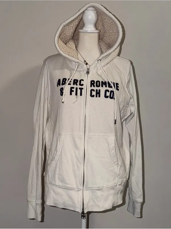 2000s vintage style Abercrombie & Fitch double zip up sherpa lined hoodie - Image 2