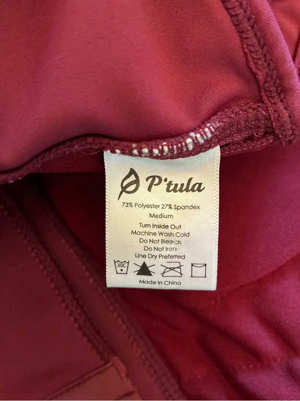 P’tula Sports Bra Women’s Medium Red Burgundy High Neck Criss Cross Back - Image 3
