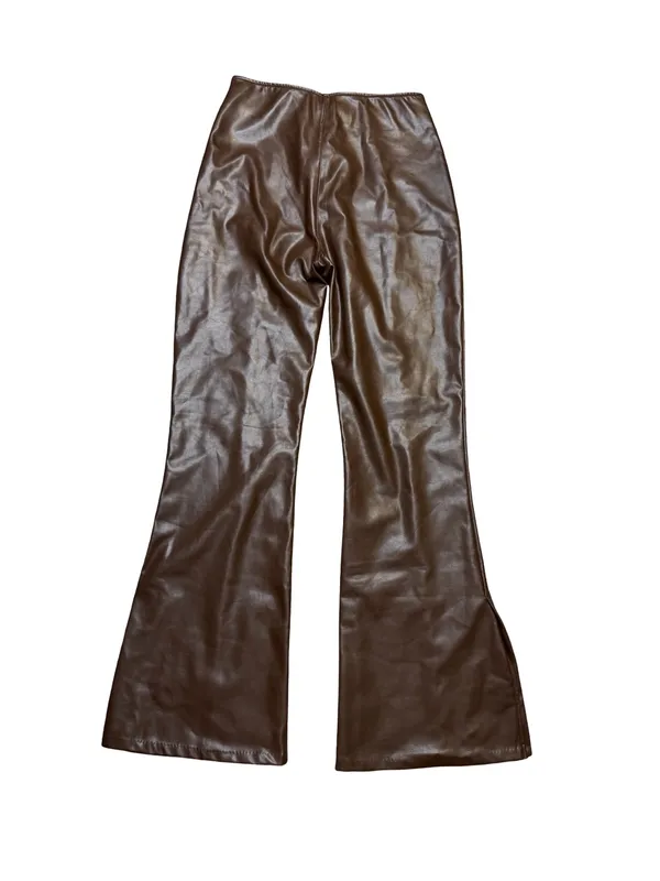 ✨Abercrombie Vegan Leather Split‎ Hem Flare Pants Brown Small✨ - Image 5