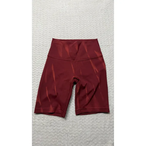 Lululemon wunder High-Rise Biker Short 8 Red Merlot Diamond Dye Nulu Size 4 - Image 2