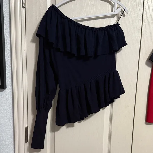 Ulla Johnson Eden Cashmere One Shoulder Ruffle Sweater Minimalist Quiet Luxury - Image 3