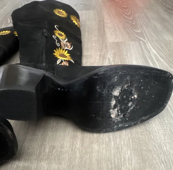 El General Black Sunflower Western Boots Size 7 - Image 6