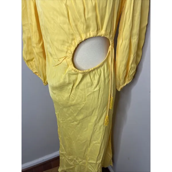 New Farm Rio Yellow Cutout Piped Ring Midi Dress Small - Image 8