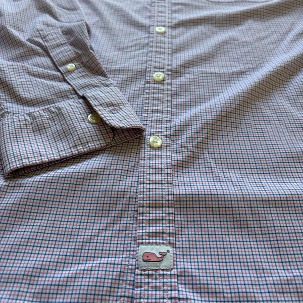 Vineyard Vines Purple White Micro-Gingham Plaid Button Up Classic Preppy coastal - Image 6