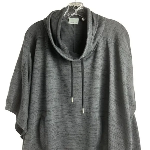 Athleta Women's Gray Hooded Poncho‎ Sweatshirt Pullover Size S - Image 2