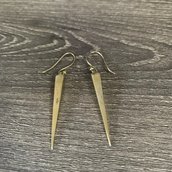 Melinda Maria Drop Pyramid Dagger Earrings 14K Gold Plated - Image 8