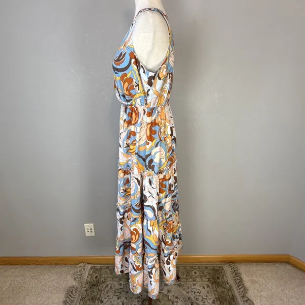 Boston‎ Proper Tiered Midi Maxi Dress Size S Sleeveless V-Neck Retro Paisley - Image 4
